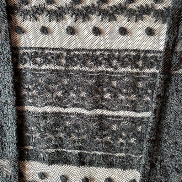 Forever 21 Black Sheer Boho Lace Cardigan Size Medium - Picture 5 of 10